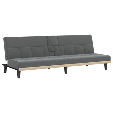 vidaXL Schlafsofa mit Getränkehaltern Dunkelgrau Stoff
