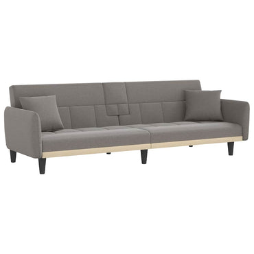 vidaXL Schlafsofa mit Getränkehaltern Taupe Stoff