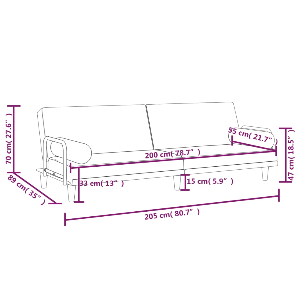 vidaXL Schlafsofa mit Armlehnen Creme Stoff