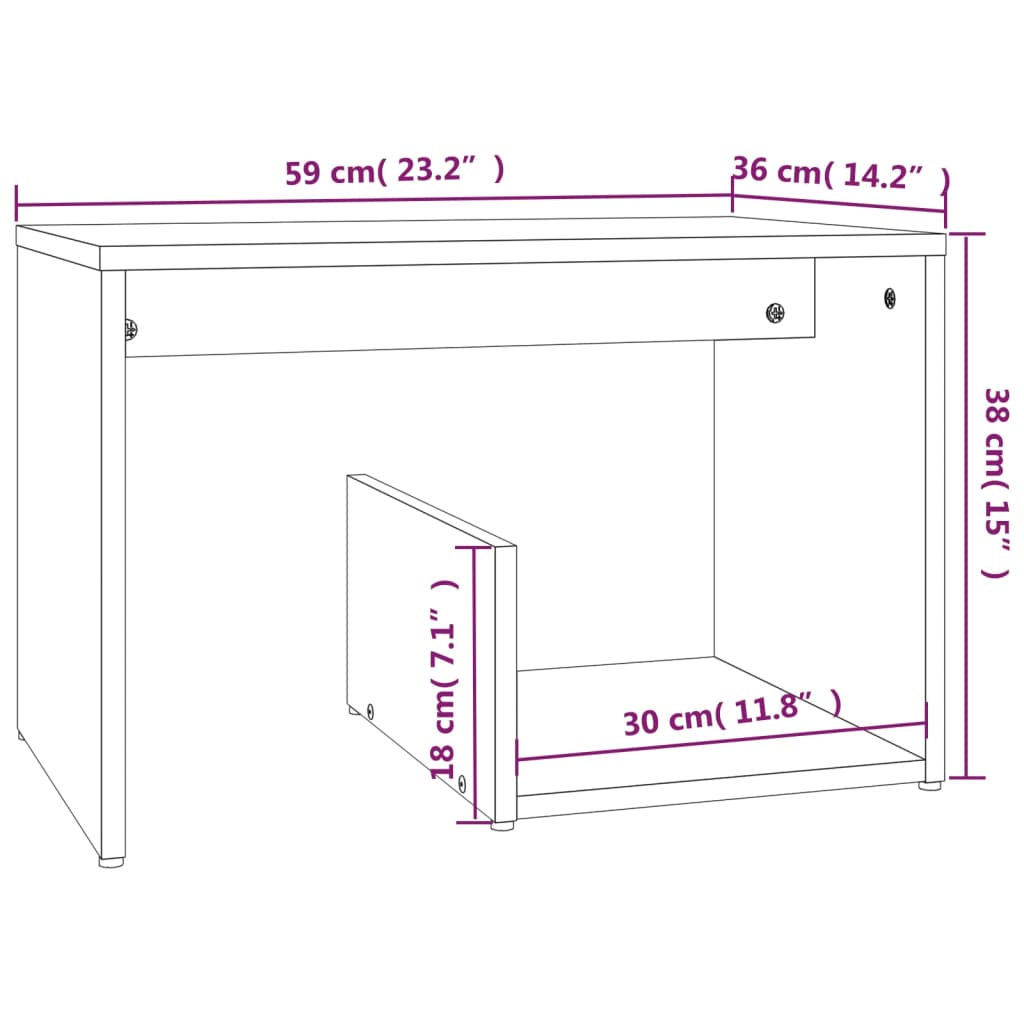 vidaXL Table d'appoint Marron aspect chêne 59x36x38 cm Bois d'ingénierie