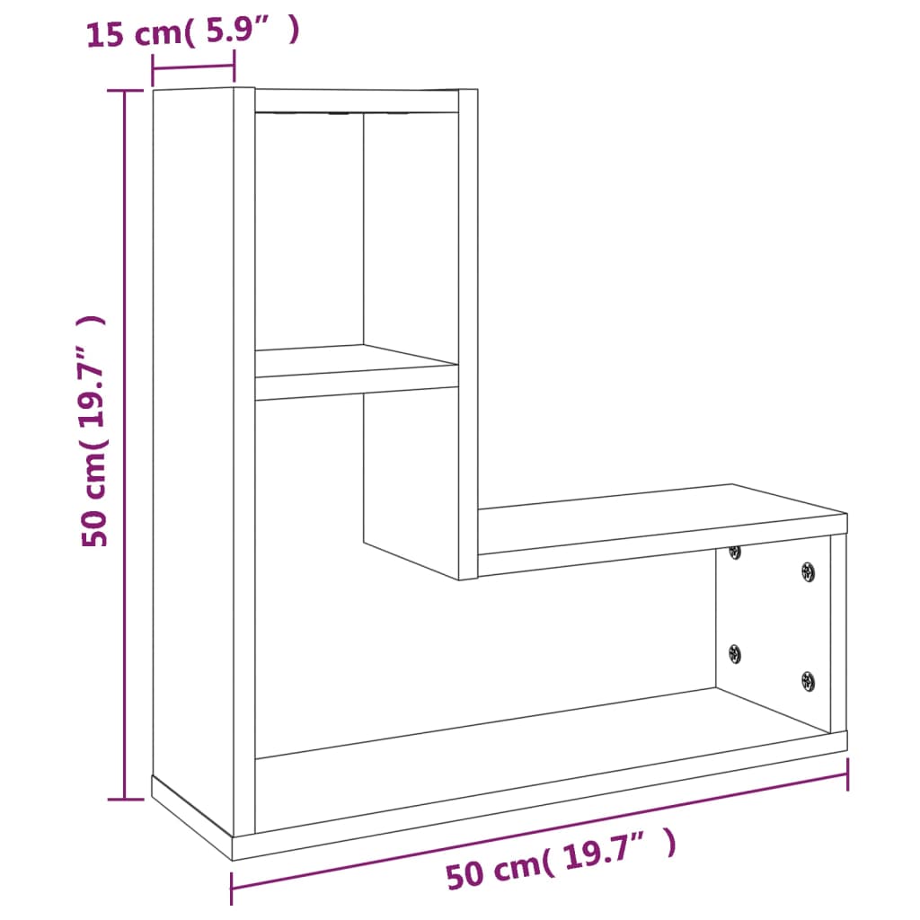 vidaXL Wandregale 2 Stk. Braun Eichen-Optik 50x15x50 cm Holzwerkstoff
