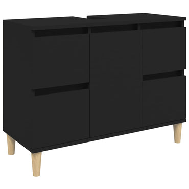 vidaXL Waschbeckenunterschrank Schwarz 80x33x60 cm Holzwerkstoff