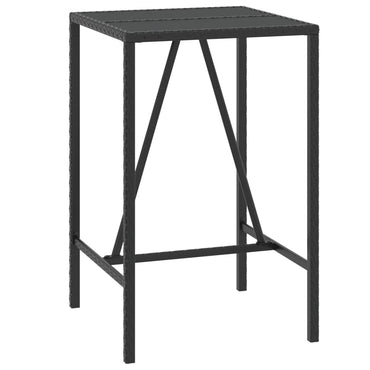 vidaXL Bartisch mit Glasplatte Schwarz 70x70x110 cm Poly Rattan
