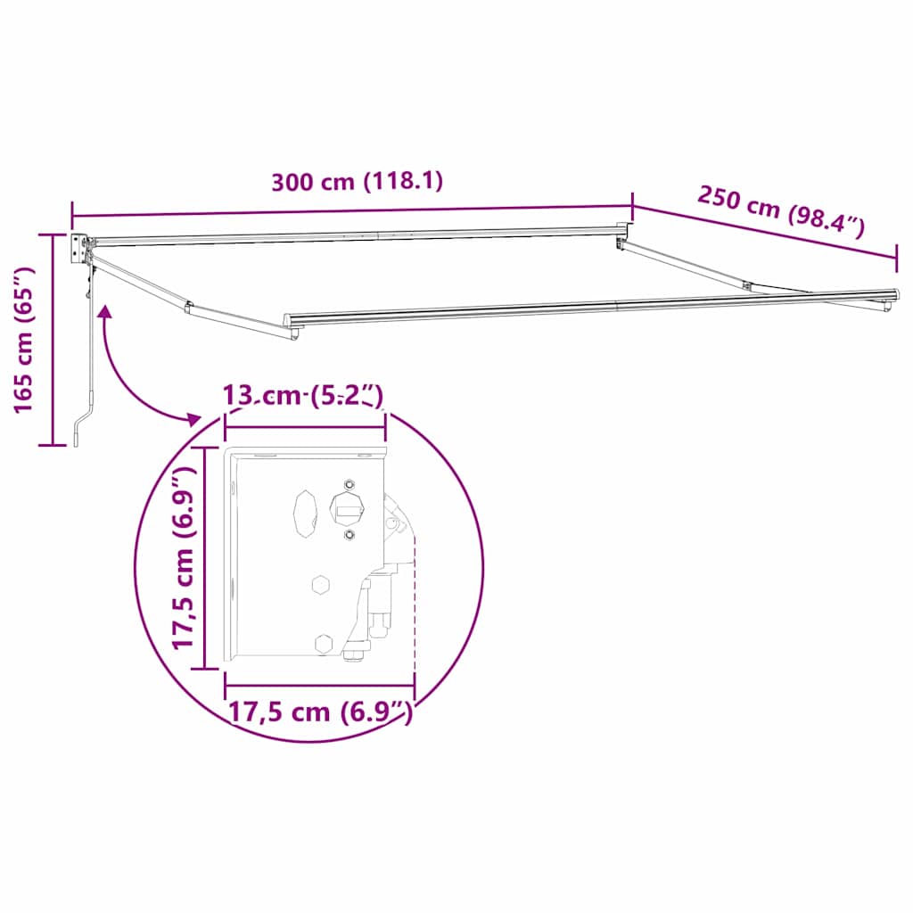 vidaXL Store banne rétractable blanc 300 x 250 cm aluminium