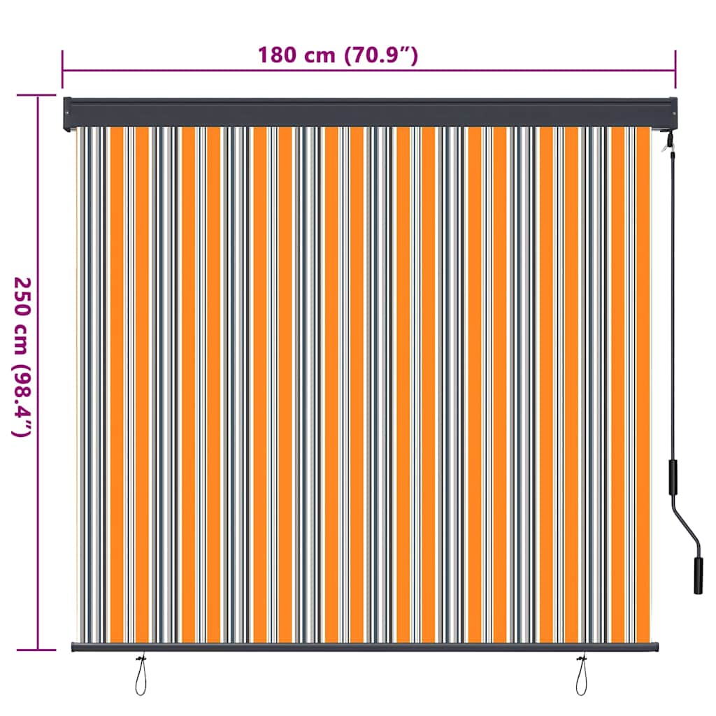 vidaXL Rollo Gestreift Gelb und Blau 180 x 250 cm Stoff und Aluminium