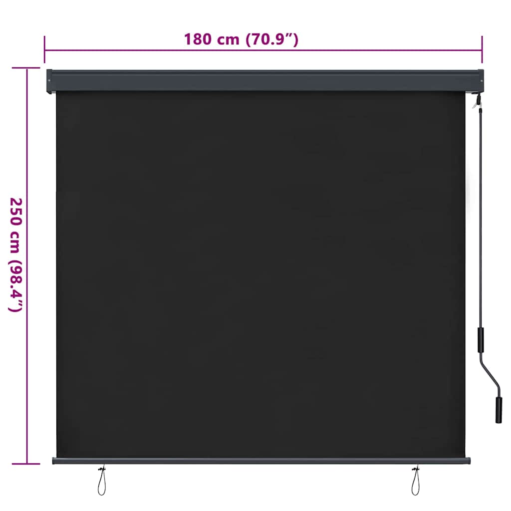 vidaXL Rollo mit Vorhängen Anthrazit 180 x 250 cm Stoff und Aluminium