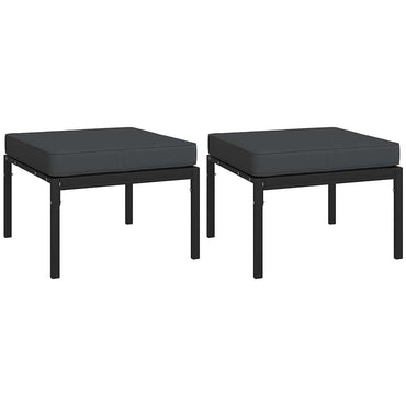 vidaXL Repose-pieds de jardin avec coussins gris 2 pcs. 60x60x35 cm acier