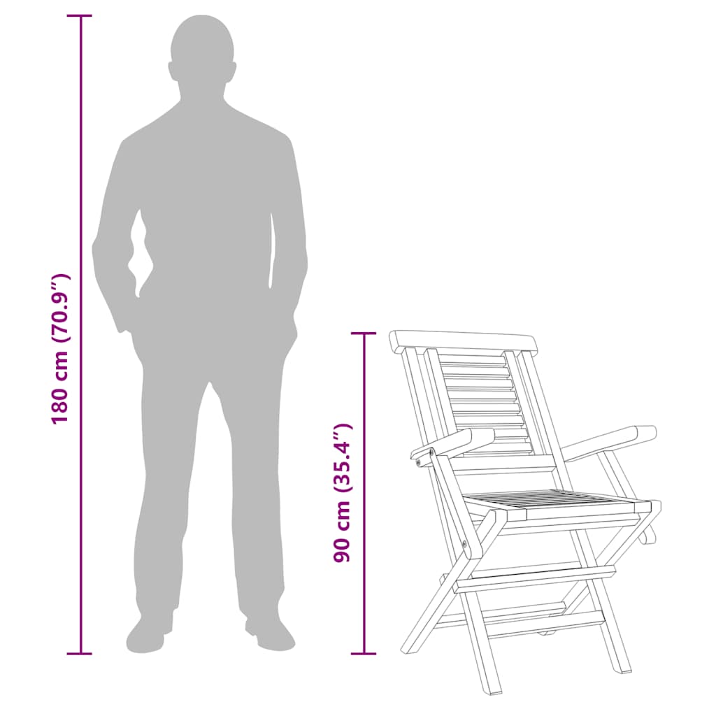 vidaXL Chaises de jardin 2 pcs Pliantes 56x63x90 cm Bois de teck massif