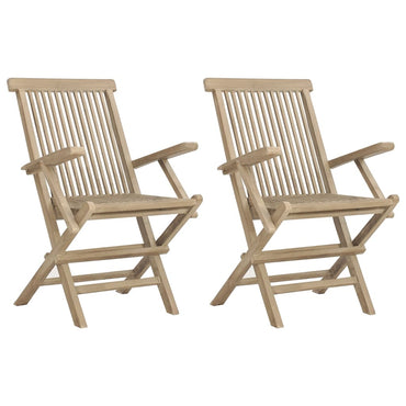 vidaXL Chaises de jardin 2 pcs Pliantes Gris 56x61x89 cm Bois de teck massif