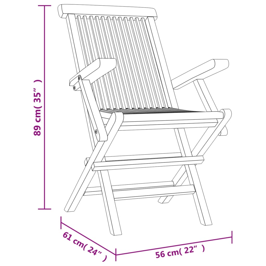 vidaXL Chaises de jardin 2 pcs Pliantes Gris 56x61x89 cm Bois de teck massif