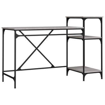 vidaXL Schreibtisch mit Regal Grau Sonoma 135x50x90 cm Holzwerkstoff