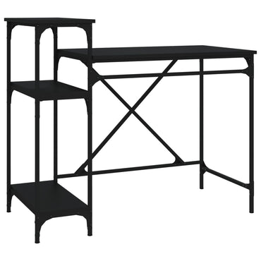 vidaXL Bureau avec étagère Noir 105x50x90cm Bois d'ingénierie et fer