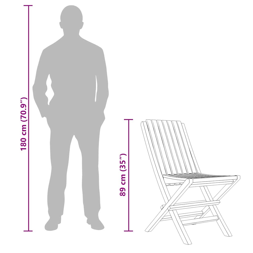 vidaXL Gartenstühle 8 Stk. Klappbar 47x47x89 cm Massivholz Teak