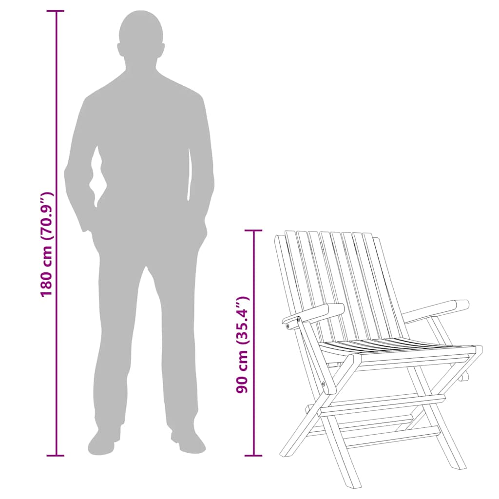 vidaXL Gartenstühle 8 Stk. Klappbar 61x67x90 cm Massivholz Teak