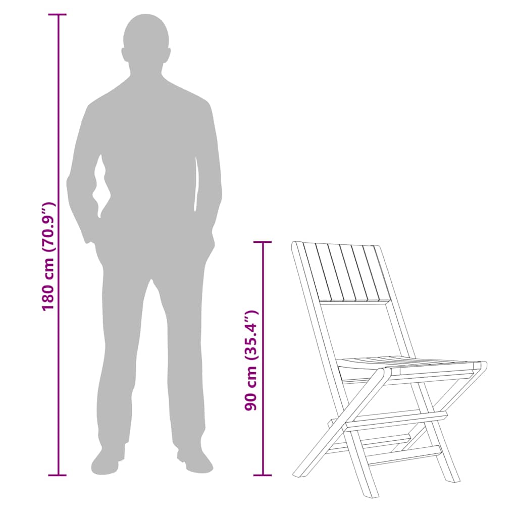 vidaXL Gartenstühle 4 Stk. Klappbar 47x61x90 cm Massivholz Teak