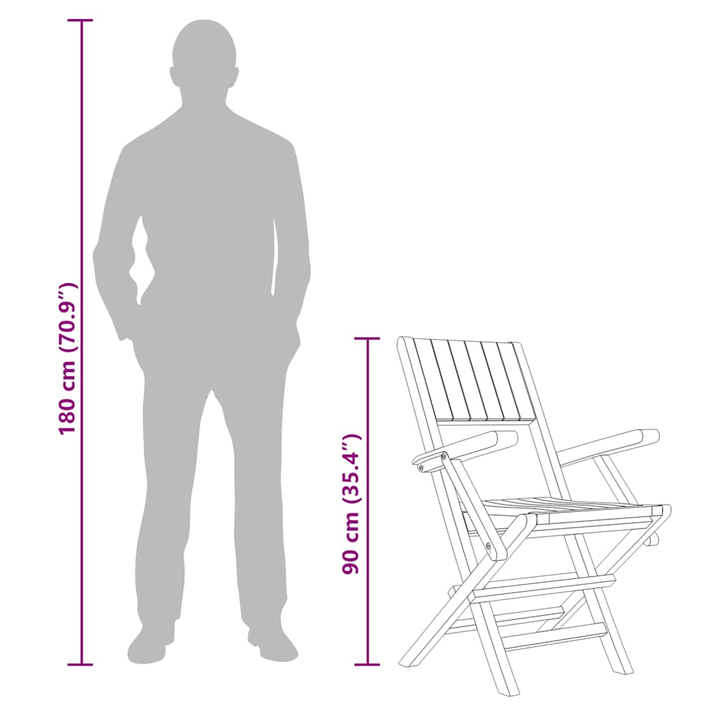 vidaXL Chaises de jardin 4 pcs Pliables 55x61x90 cm Bois de teck massif