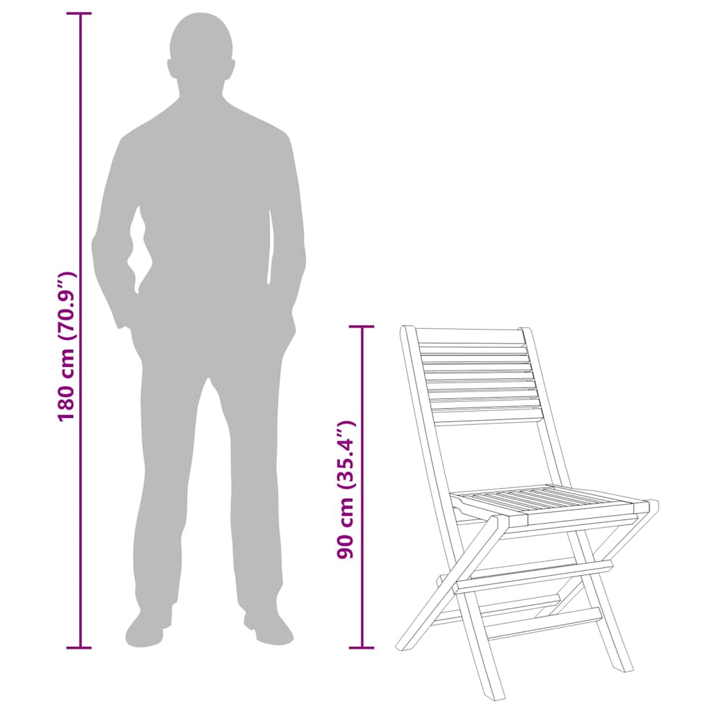 vidaXL Chaises de jardin 8 pcs Pliantes 47x62x90 cm Bois de teck massif