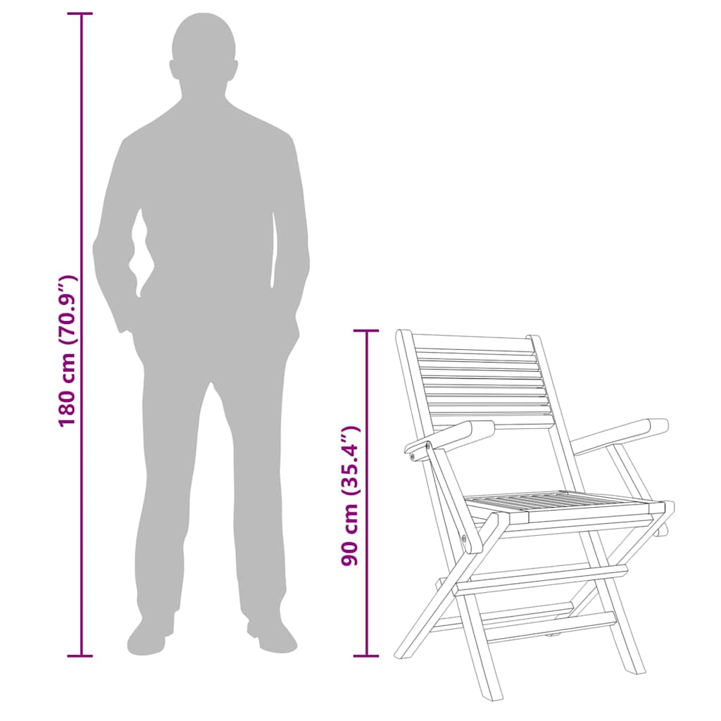vidaXL Chaises de jardin 8 pcs. Pliantes 55x62x90 cm Bois de teck massif