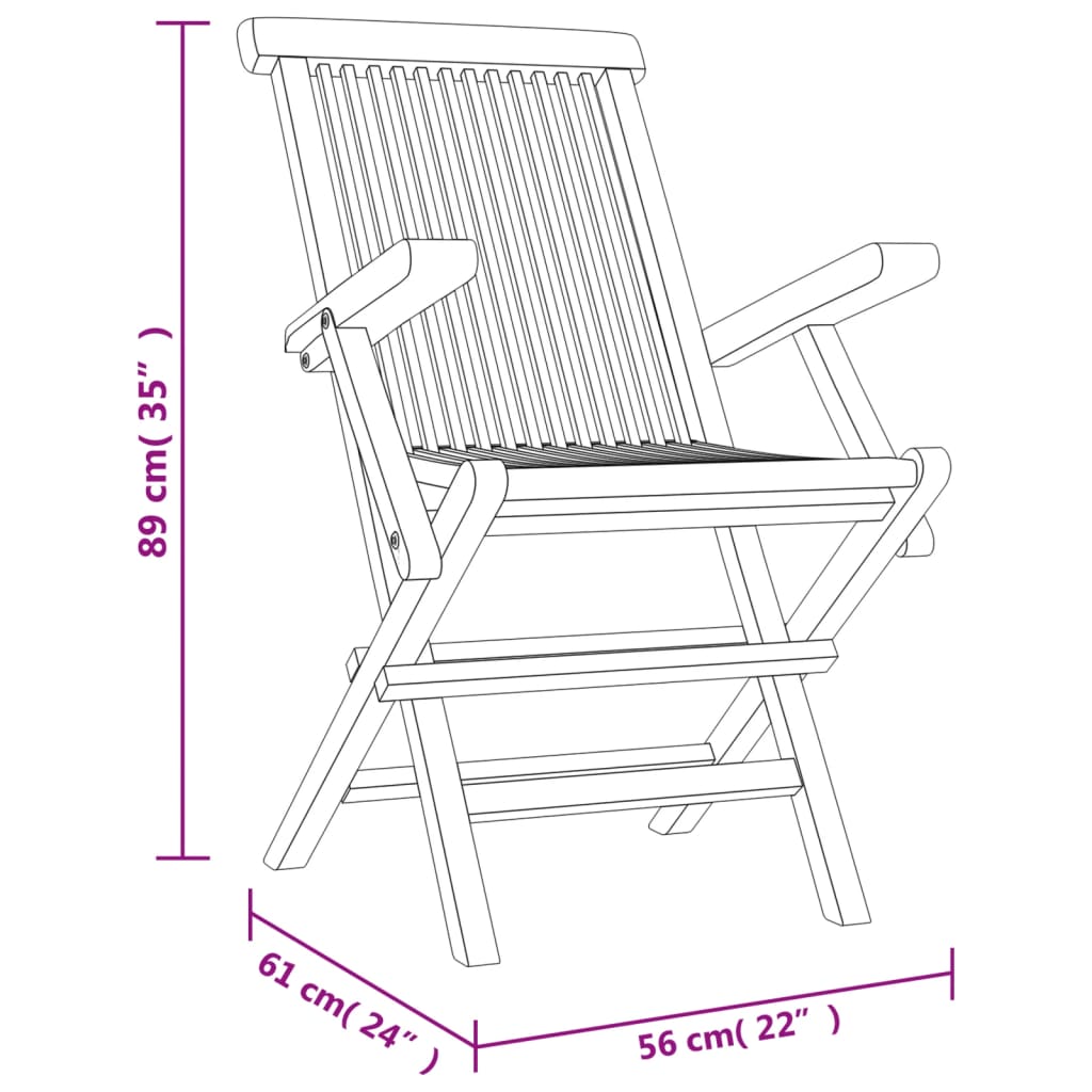 vidaXL Chaises de jardin 4 pcs Pliantes Gris 56x61x89 cm Bois de teck massif