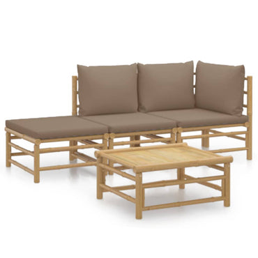 vidaXL Ensemble de meubles de jardin 4 pcs avec coussins taupe Bambou