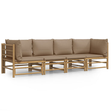 vidaXL Ensemble de meubles de jardin 4 pcs avec coussins taupe Bambou