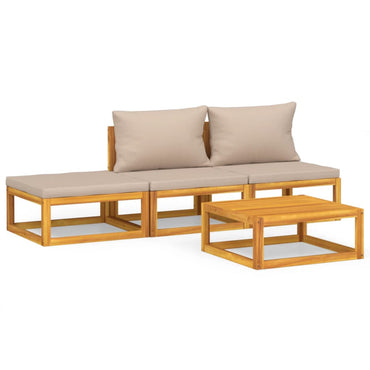 vidaXL Ensemble de mobilier de jardin 4 pcs avec coussins taupe Bois massif