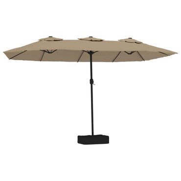 vidaXL Doppel-Sonnenschirm mit LED-Leuchten Taupe 449x265 cm