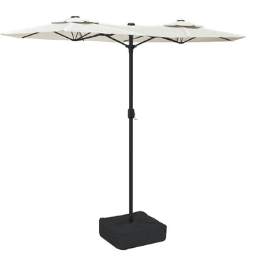 vidaXL Doppel-Sonnenschirm Sandweiß 316x145 cm