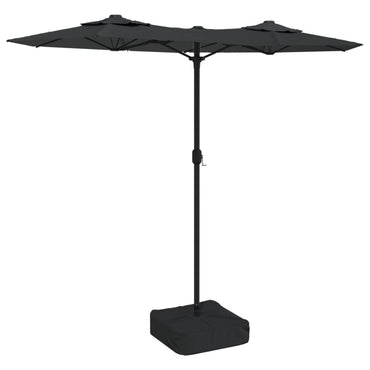 vidaXL Doppel-Sonnenschirm mit LED-Leuchten Anthrazit 316x145 cm