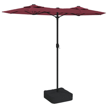vidaXL Doppel-Sonnenschirm mit LED-Leuchten Bordeauxrot 316x145 cm
