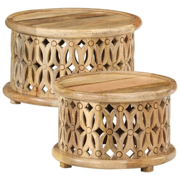 vidaXL Ensemble de 2 tables basses en bois de manguier massif