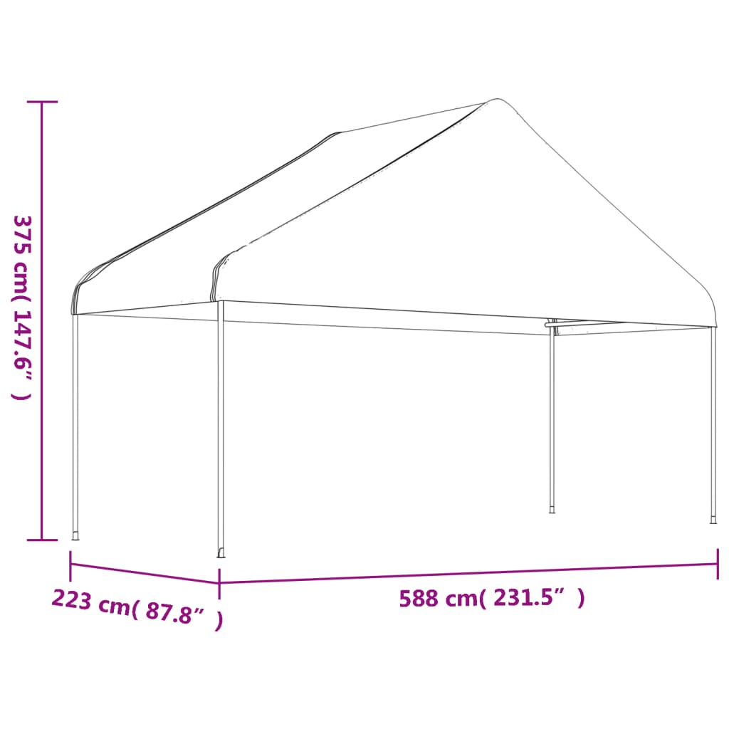 Pavillon mit Dach Weiß 11,15x5,88x3,75 m Polyethylen