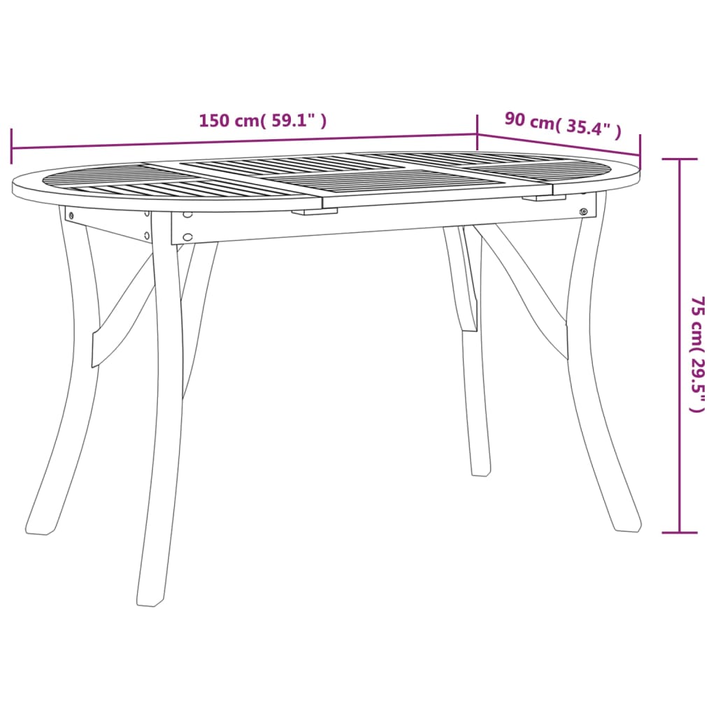 vidaXL Gartentisch 150x90x75 cm Massivholz Akazie