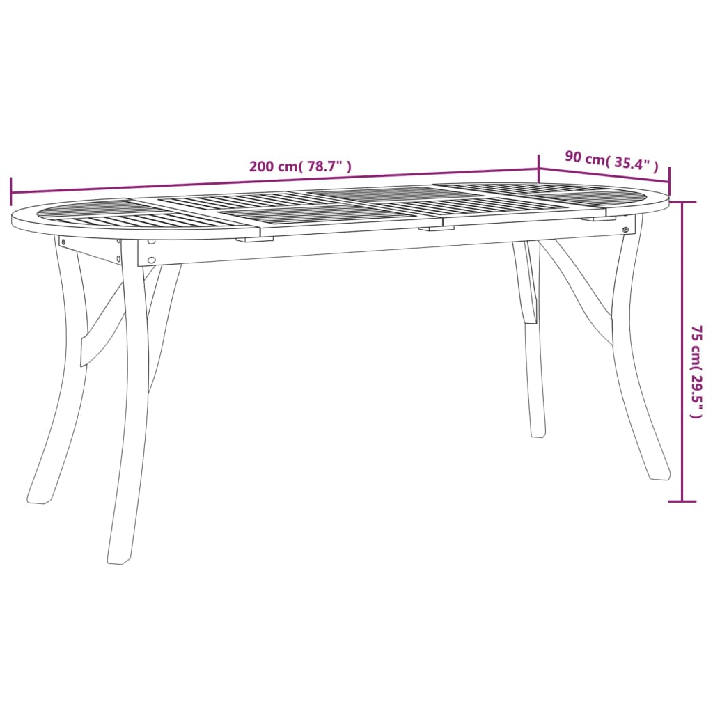 vidaXL Gartentisch 200x90x75 cm Massivholz Akazie