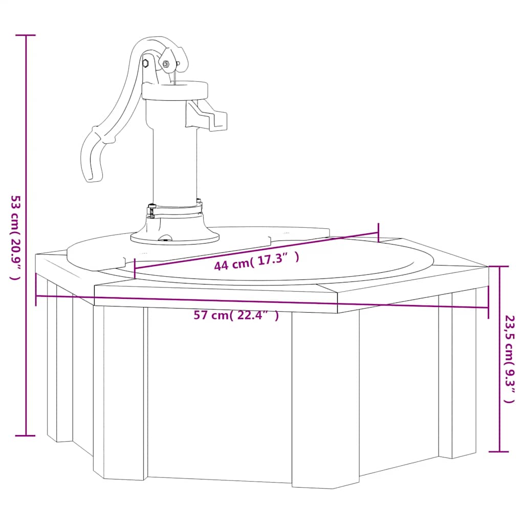 vidaXL Gartenbrunnen mit Pumpe 57x57x53 cm Massivholz Tanne