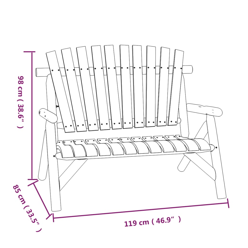 vidaXL Banc de jardin 2 places 119x85x98 cm Bois massif d'épicéa
