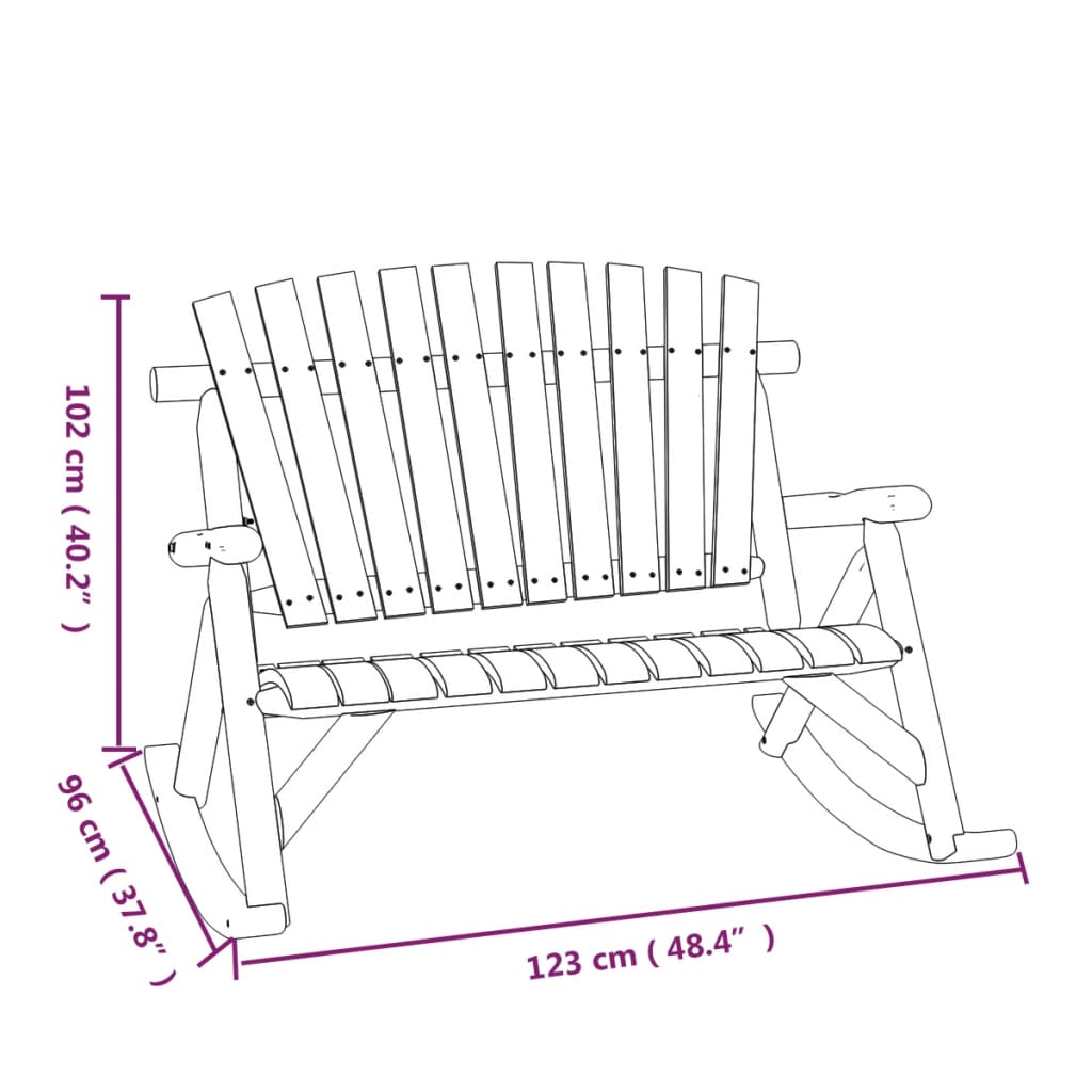 vidaXL Banc de jardin balançoire 2 places 123x96x102 cm Bois de sapin massif