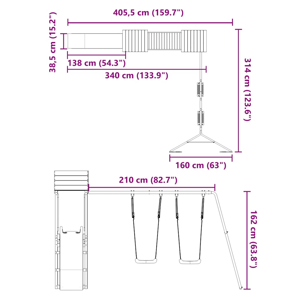 vidaXL Spielturm Massivholz Douglasie