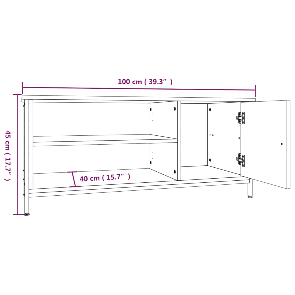 vidaXL Meuble TV chêne fumé 100x40x45 cm Aggloméré
