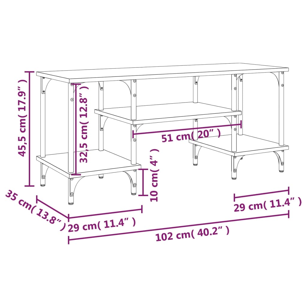 vidaXL TV-Schrank Räuchereiche 102x35x45,5 cm Holzwerkstoff
