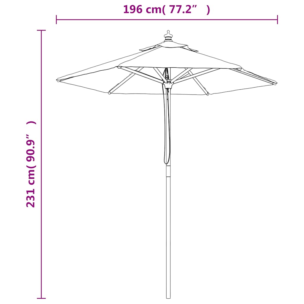 vidaXL Parasol avec mât en bois couleur sable 196x231 cm