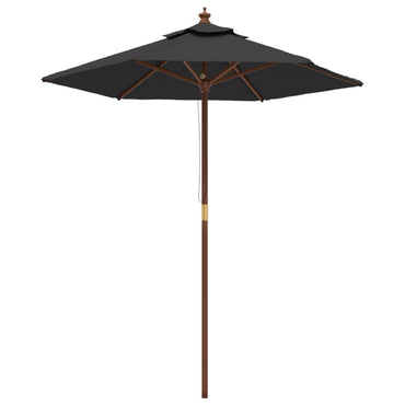 vidaXL Sonnenschirm mit Holzmast Schwarz 196x231 cm