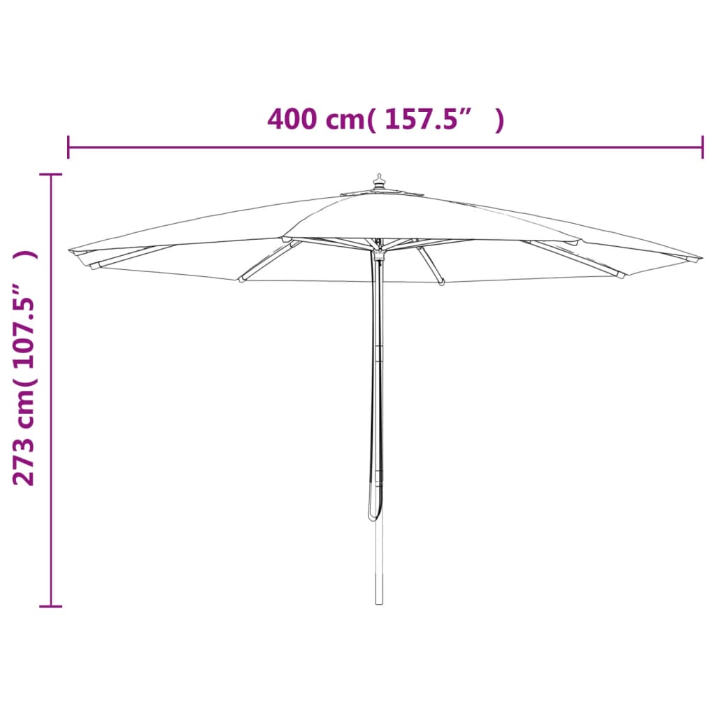 vidaXL Sonnenschirm mit Holzmast Sandfarben 400x273 cm