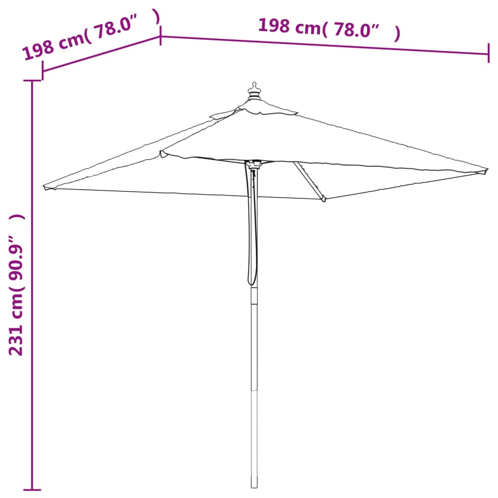vidaXL Sonnenschirm mit Holzmast Azurblau 198x198x231 cm