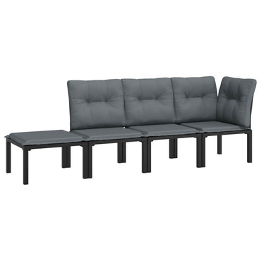vidaXL 4-tlg. Garten-Lounge-Set Schwarz und Grau Poly Rattan