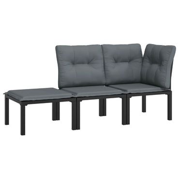 vidaXL Salon de jardin 3 pcs Résine tressée Noir et Gris