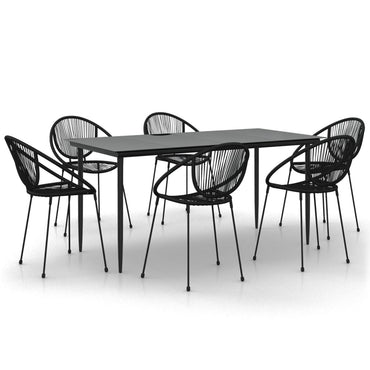 vidaXL 7-tlg. Garten-Essgruppe Schwarz PVC-Rattan