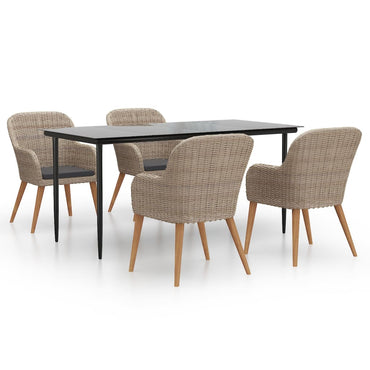 vidaXL Ensemble repas de jardin 5 pcs avec coussins Marron