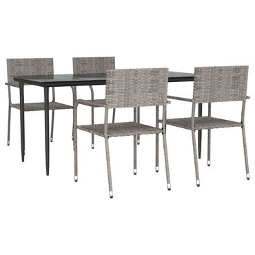vidaXL 5-tlg. Garten-Essgruppe Grau Poly Rattan