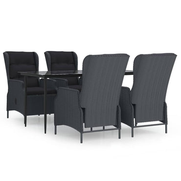vidaXL 5-tlg. Garten-Essgruppe Dunkelgrau Poly Rattan